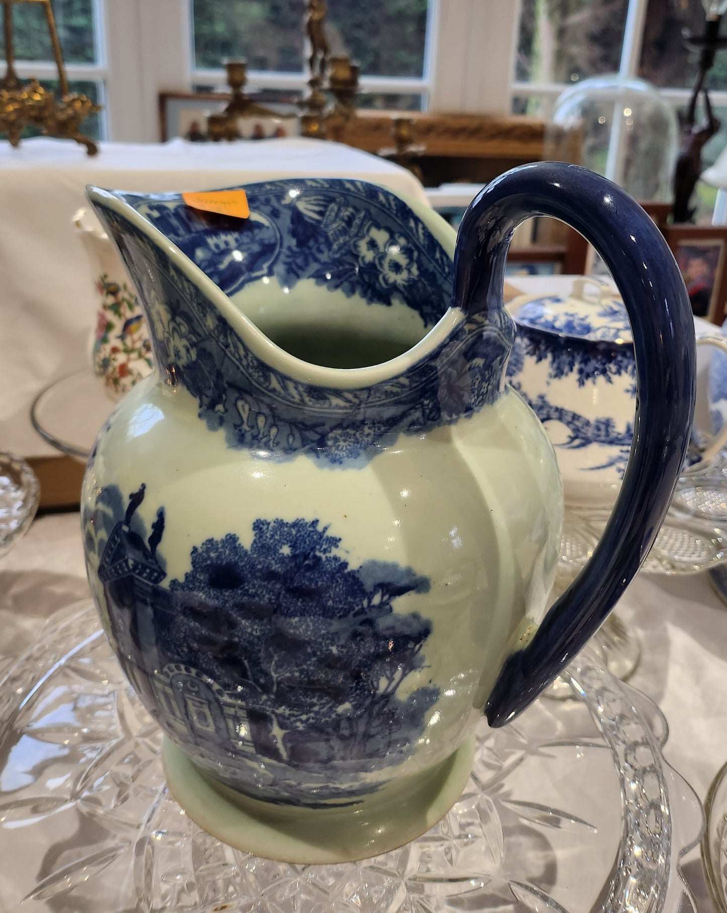 Victorian blue and white ironstone jug