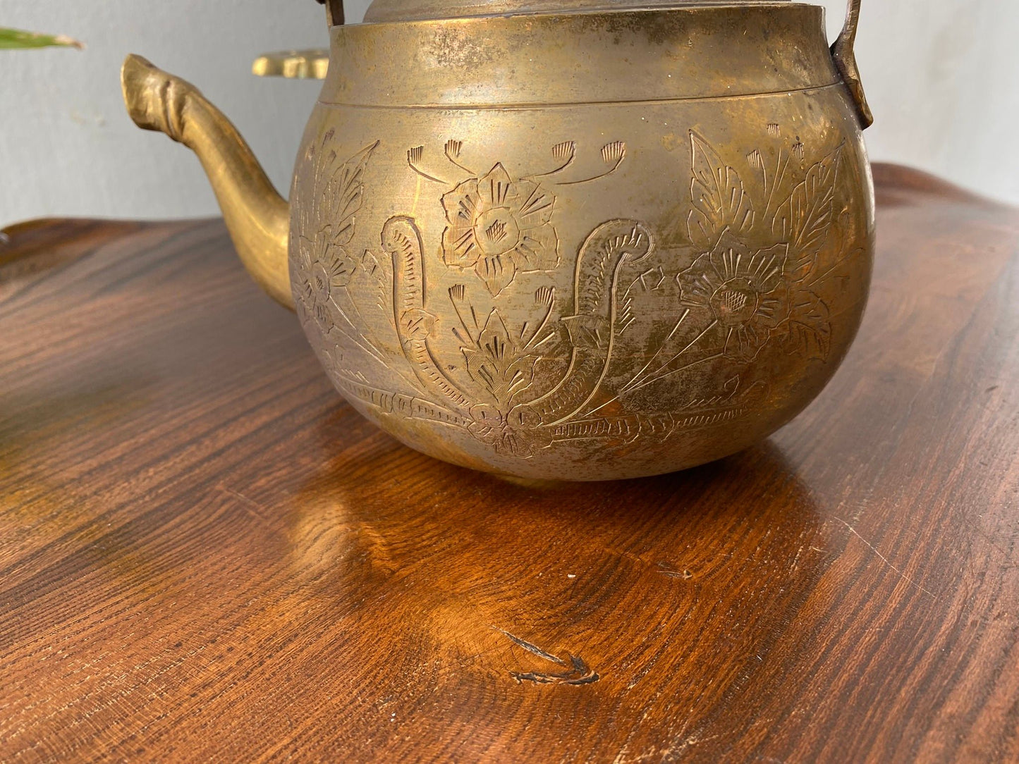 Vintage Indian Brass Kettle Ornament With Stand