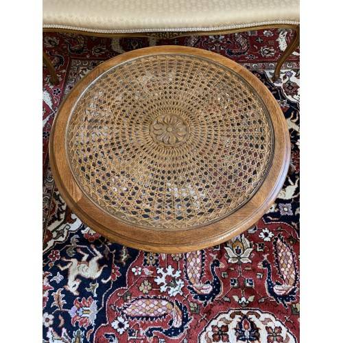 FABULOUS FRENCH CARVED OAK ROUND GLASS TOP COFFEE TABLE