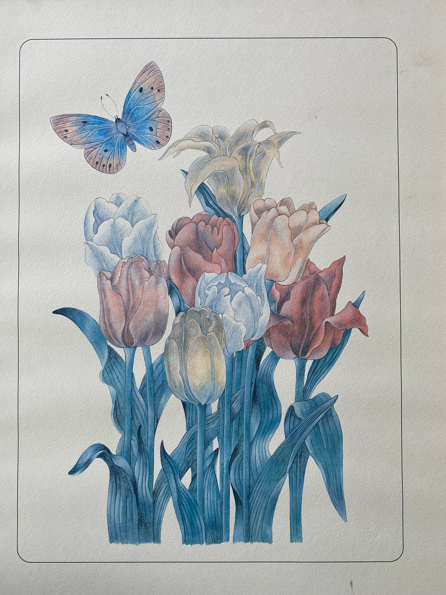 Beautiful Watercolor Print-Tulips
