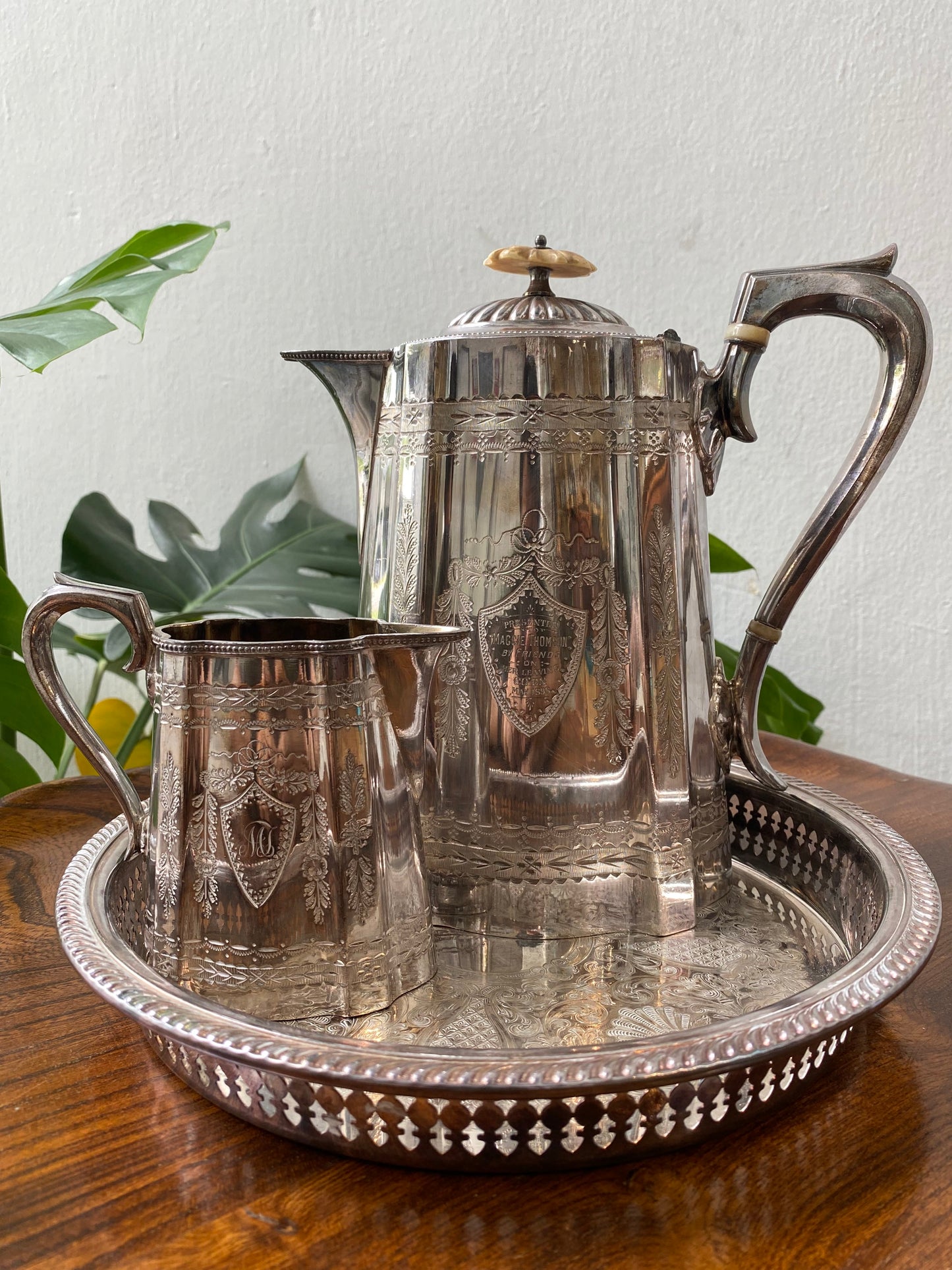 Victorian Silver Plated Milk Jug and Coffee Pot
