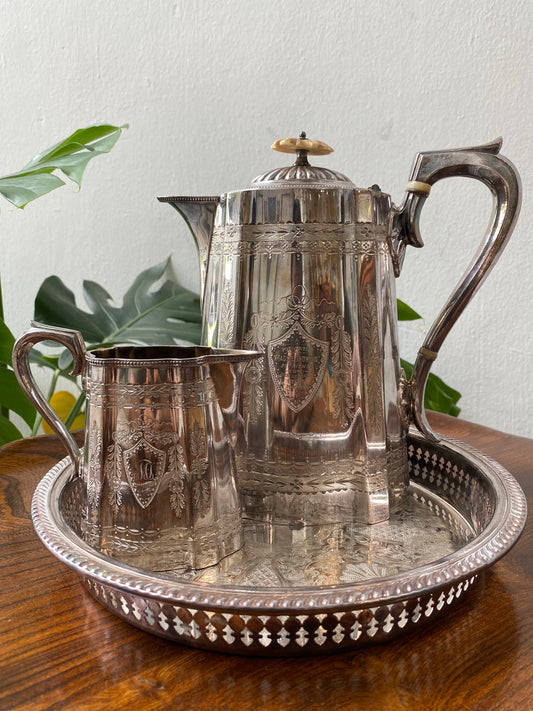 Victorian Silver Plated Milk Jug and Coffee Pot