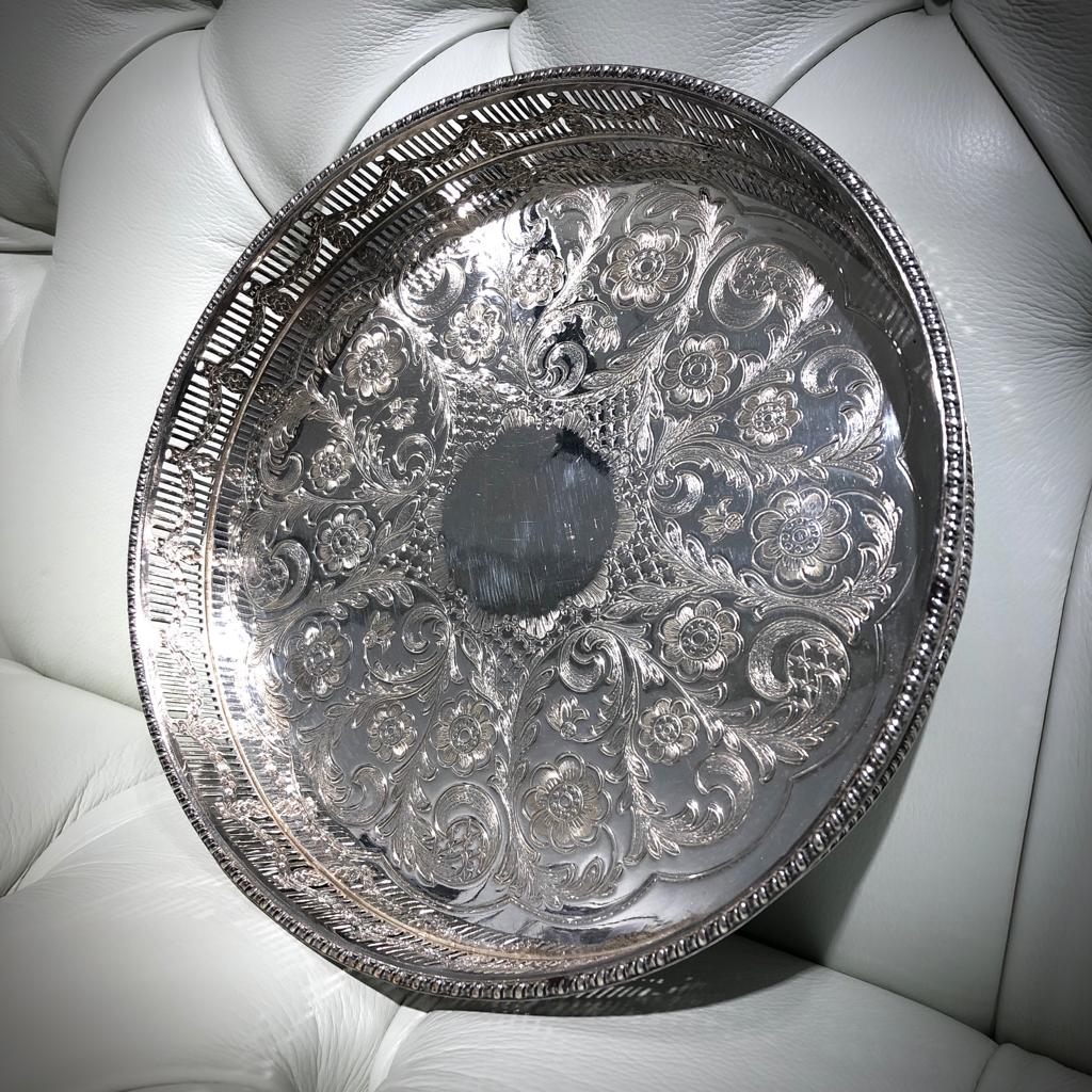 Vintage Viners Silver Plated Round Serving tray