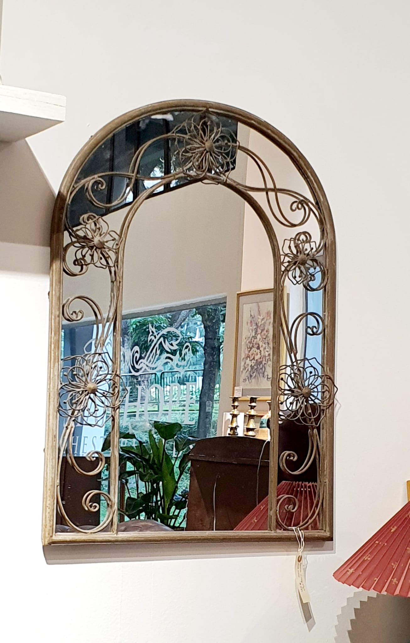 Vintage mirror wall with decorative frame